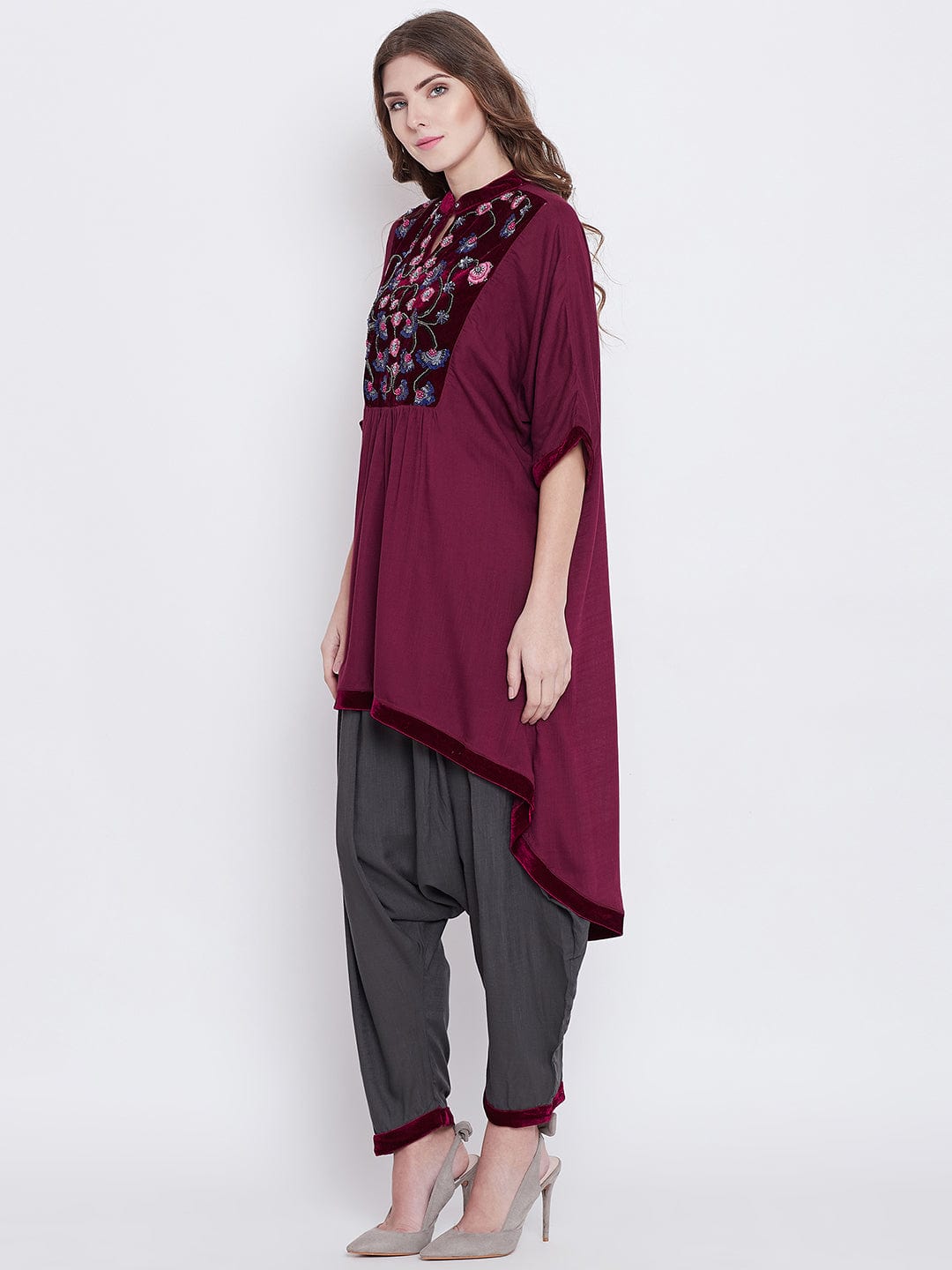 The Kaftan Company Kurta Sets Maroon Mystic Embellished Kurta Set - (Clearance - Final Sale)