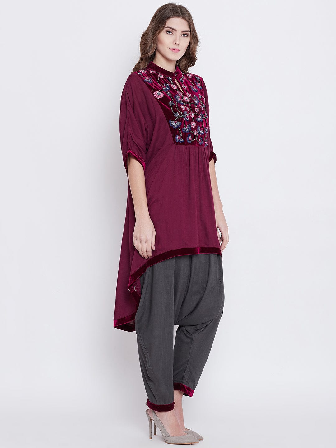 The Kaftan Company Kurta Sets Maroon Mystic Embellished Kurta Set - (Clearance - Final Sale)