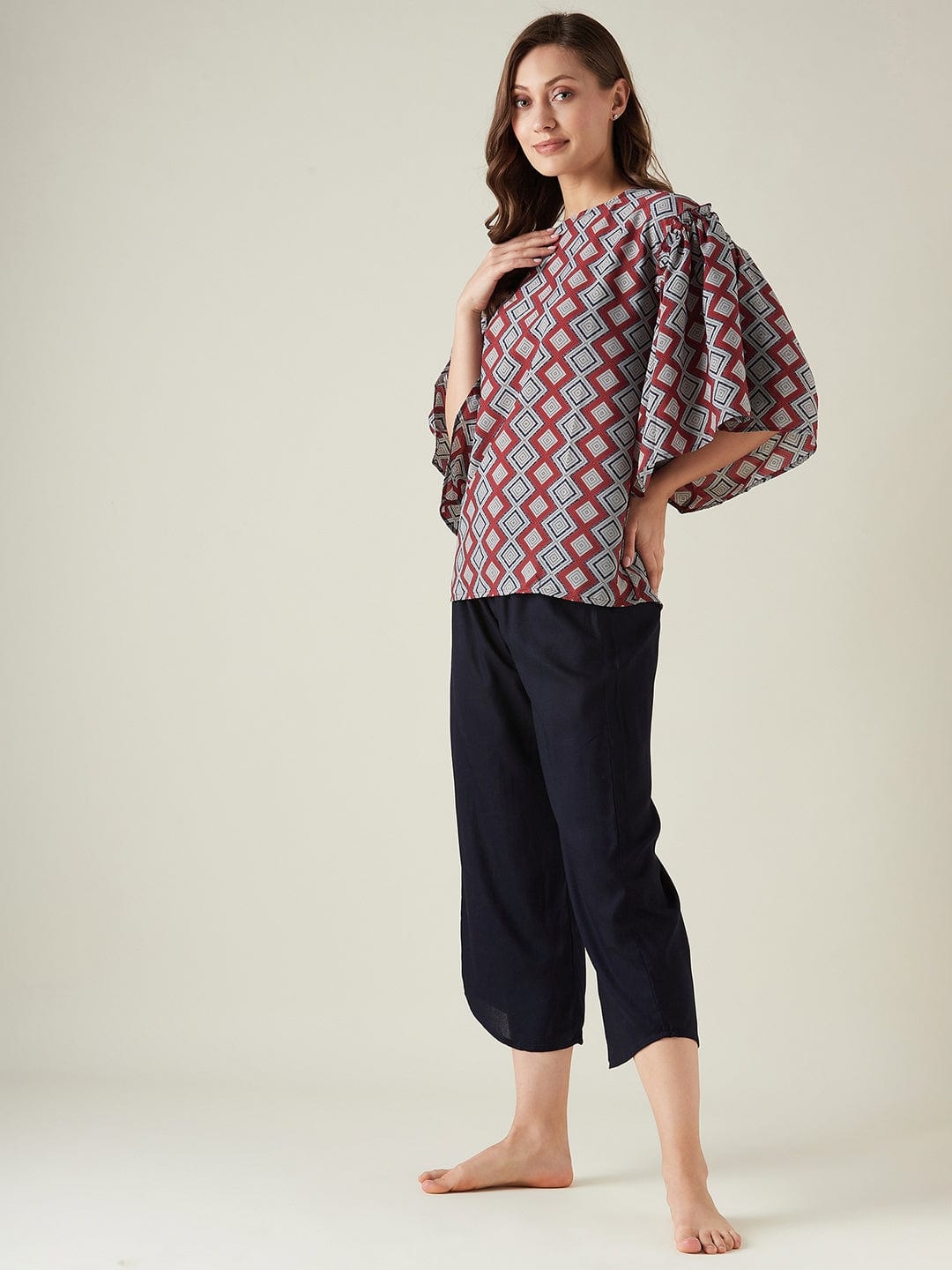 The Kaftan Company Lounge Set Diamond print lounge set