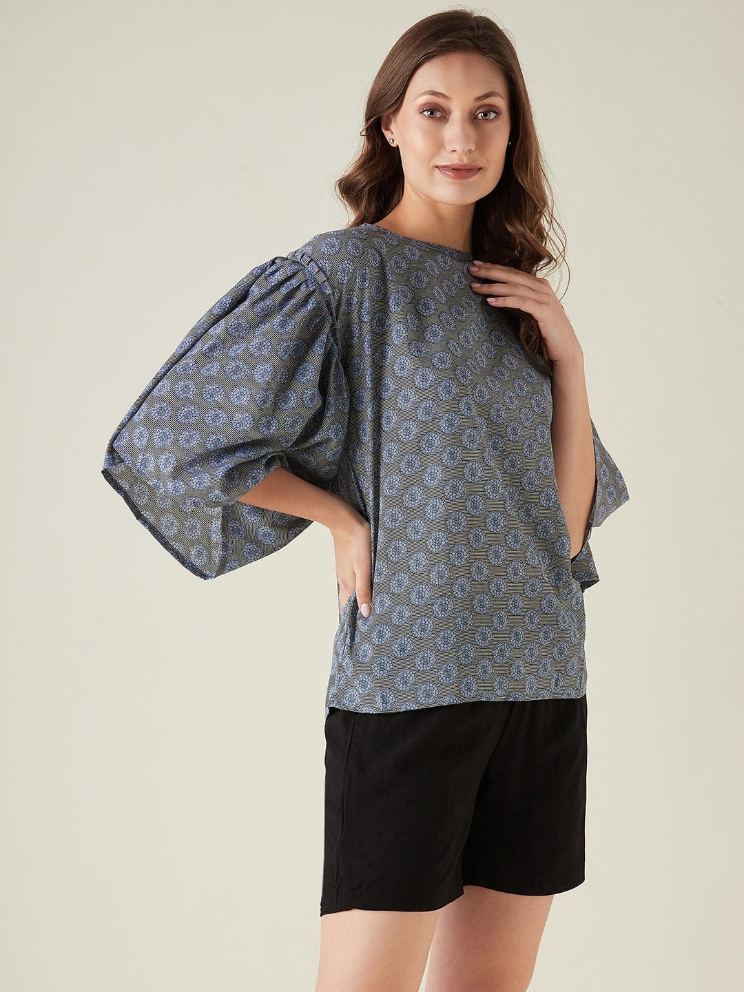 The Kaftan Company Lounge Set Floral frenzie top and shorts set