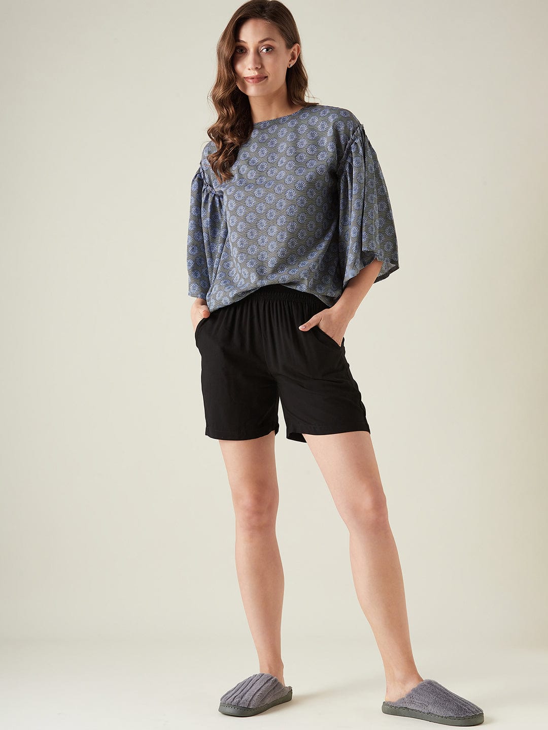 The Kaftan Company Lounge Set Floral frenzie top and shorts set