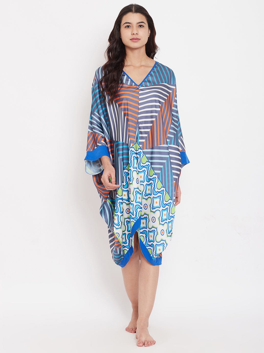 The Kaftan Company Loungewear Free size Striped Mandala Free Size Kaftan - (Clearance - Final Sale)