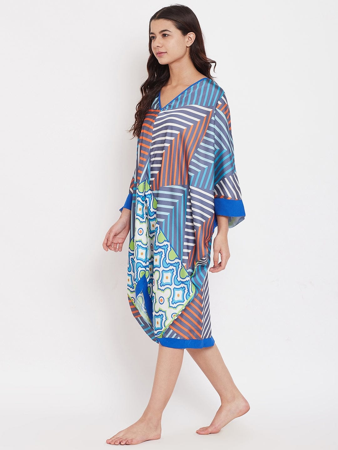 The Kaftan Company Loungewear Free size Striped Mandala Free Size Kaftan - (Clearance - Final Sale)