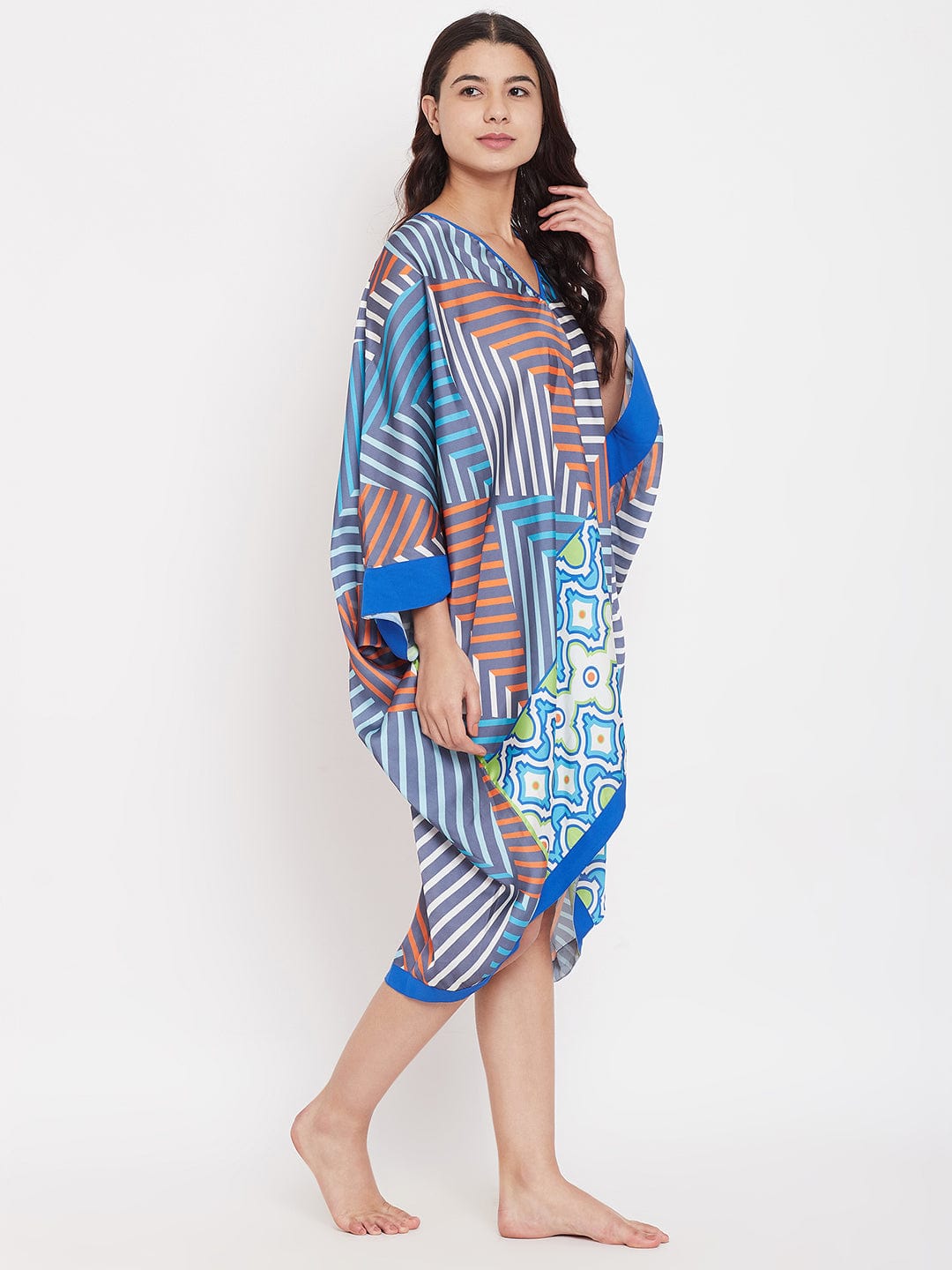 The Kaftan Company Loungewear Free size Striped Mandala Free Size Kaftan - (Clearance - Final Sale)