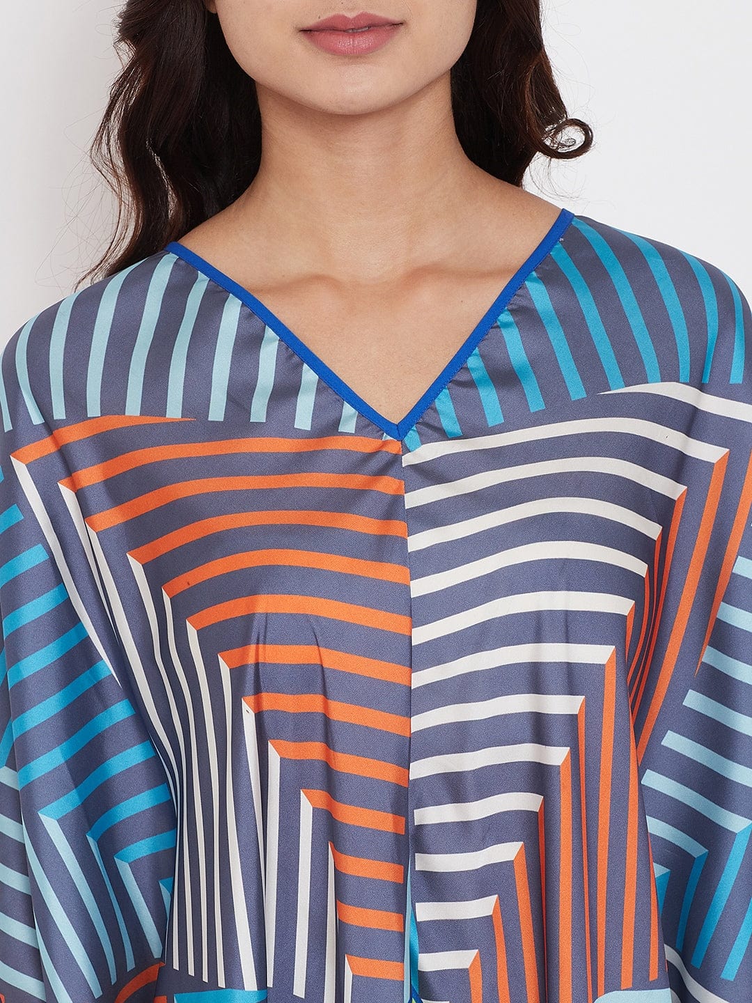 The Kaftan Company Loungewear Free size Striped Mandala Free Size Kaftan - (Clearance - Final Sale)