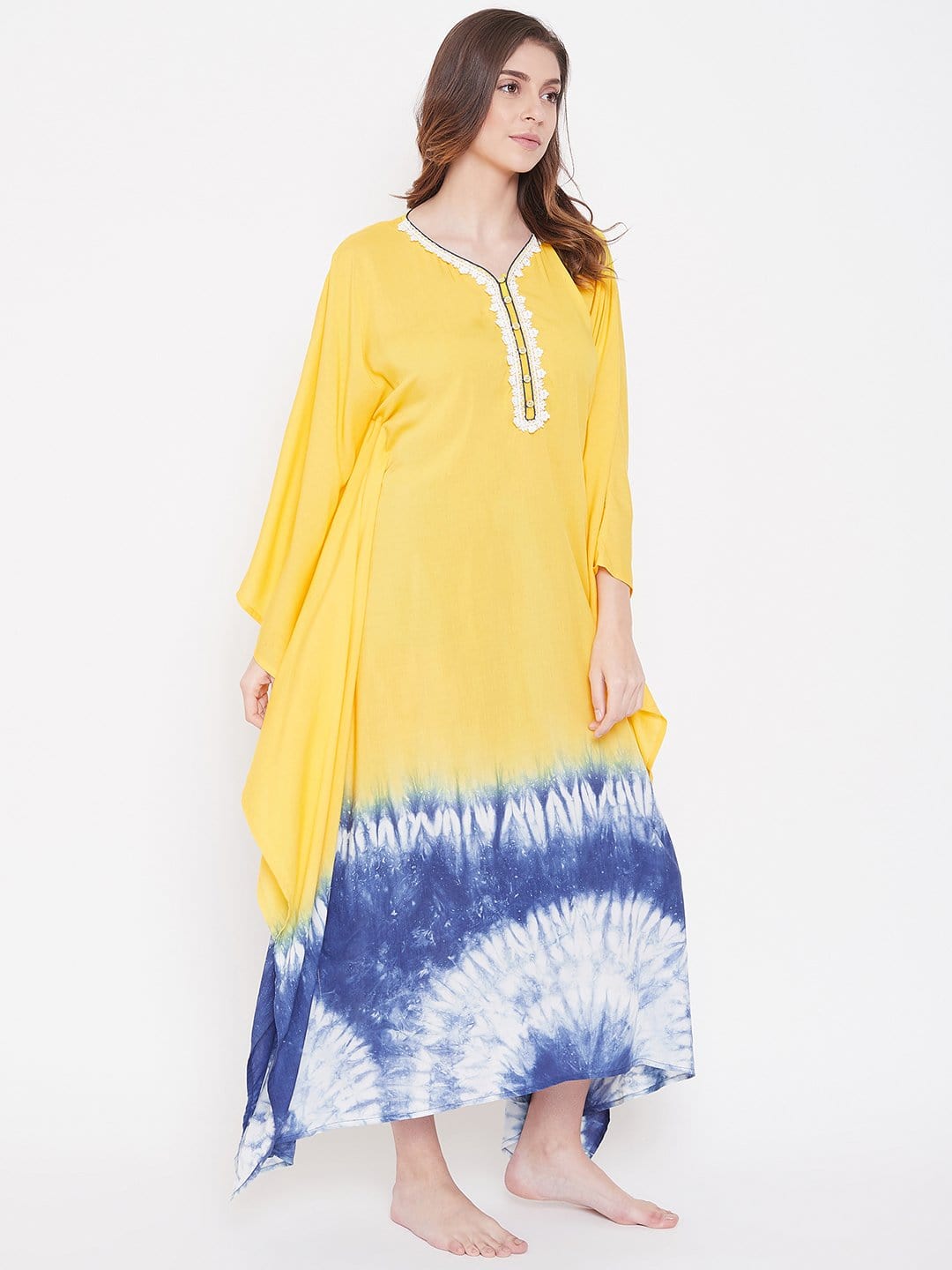 The Kaftan Company Loungewear Gold Macaw Ombre Tie-Dye Kaftan