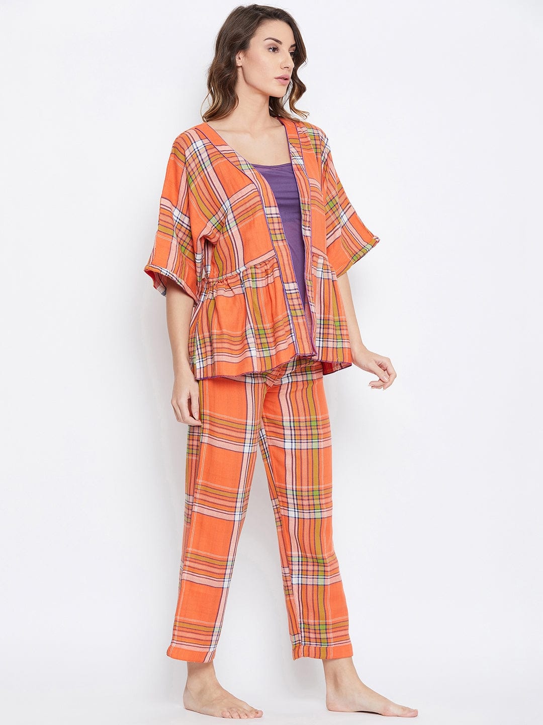 The Kaftan Company Loungewear Reversible Plaids Cotton Lounge Set