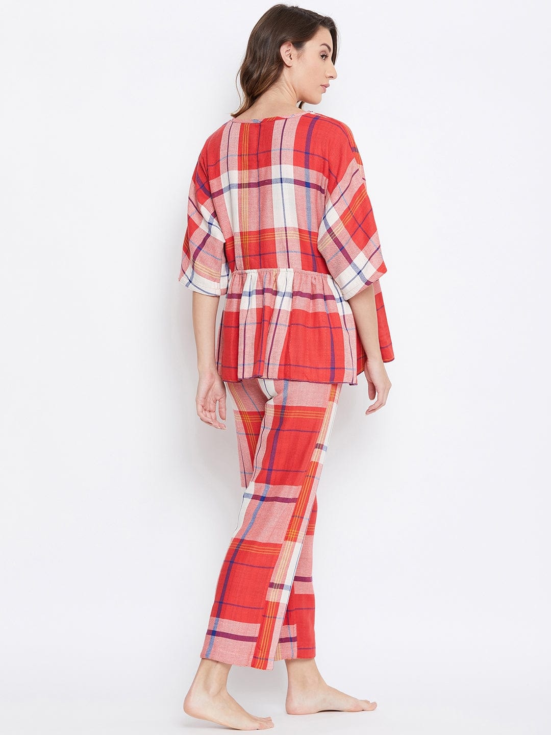 The Kaftan Company Loungewear Reversible Plaids Cotton Lounge Set