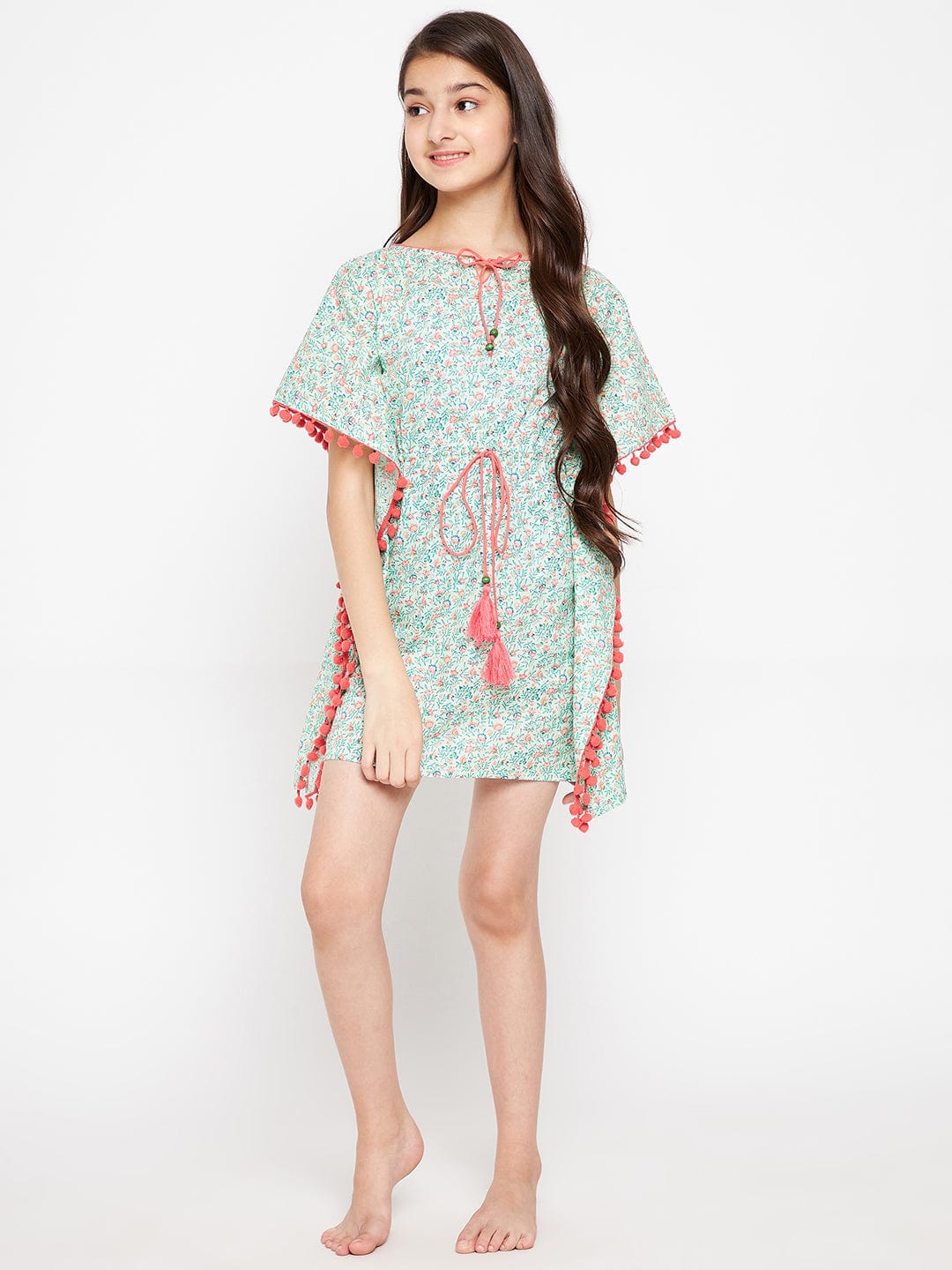 The Kaftan Company Nightdress Green Blossom Kaftan Nightdress