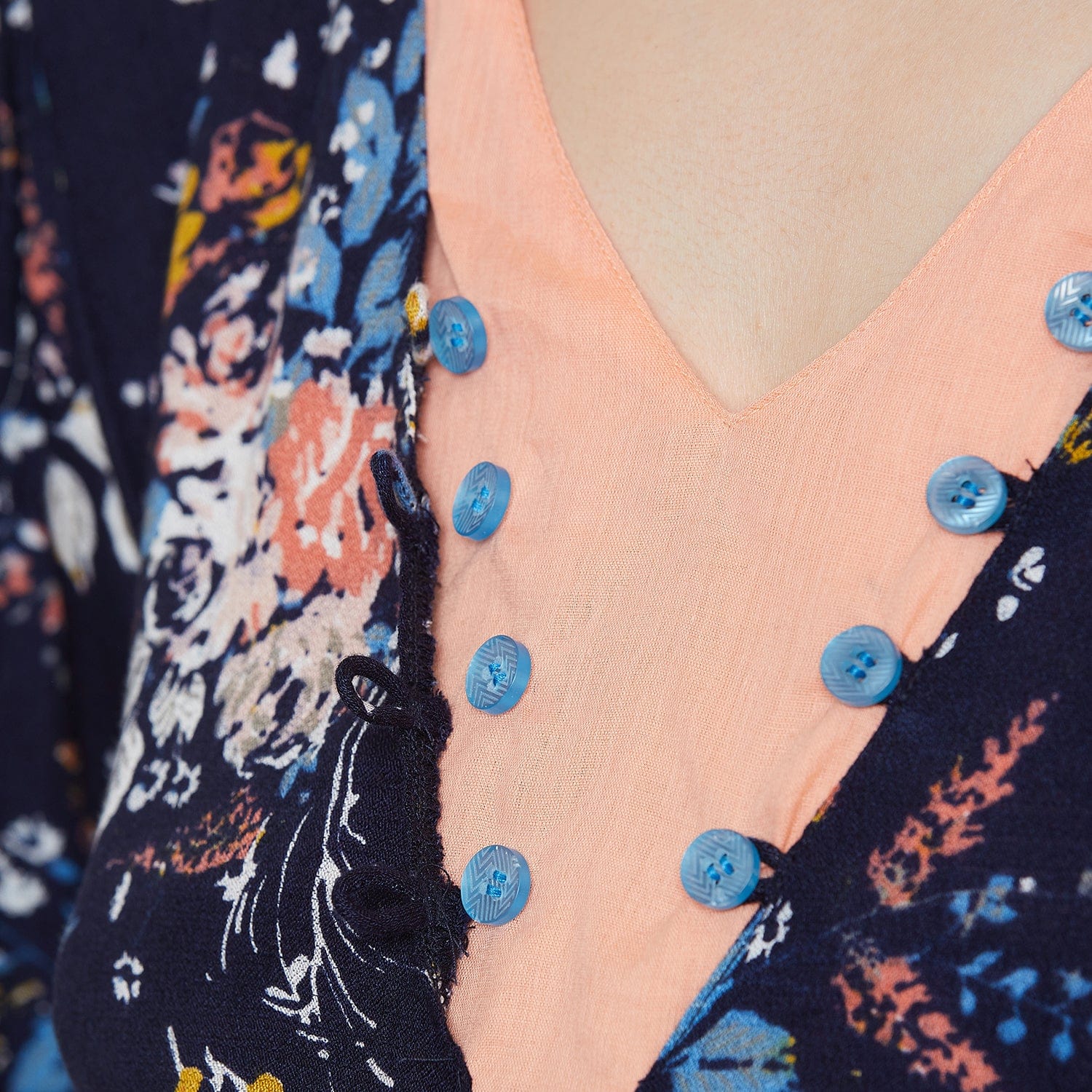 The Kaftan Company Nightdress Navy Blue Floral Maternity Dress - (Clearance - Final Sale)