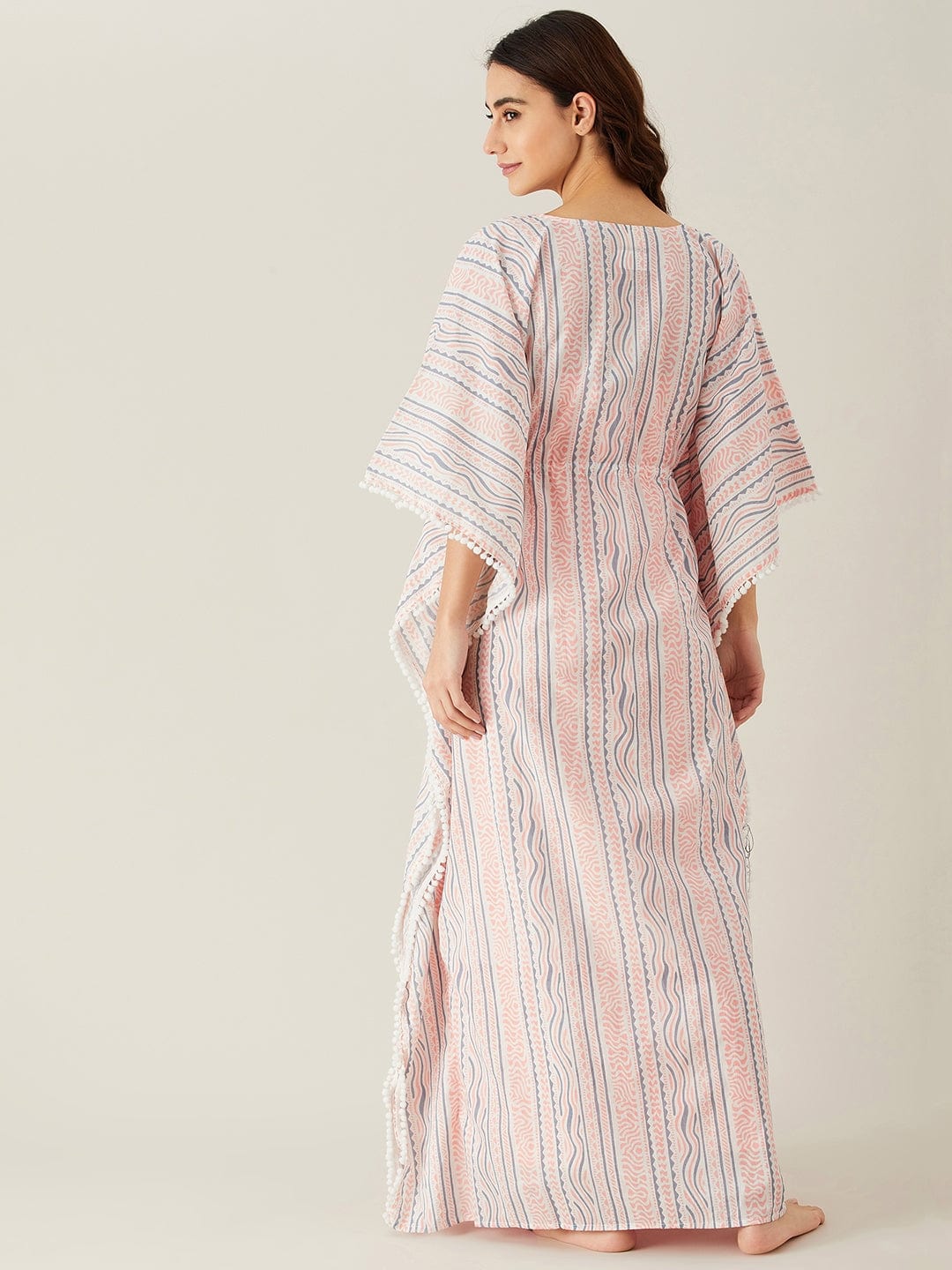 The Kaftan Company Nightdress Peach Geometric Print Maternity and Feeding Gownset