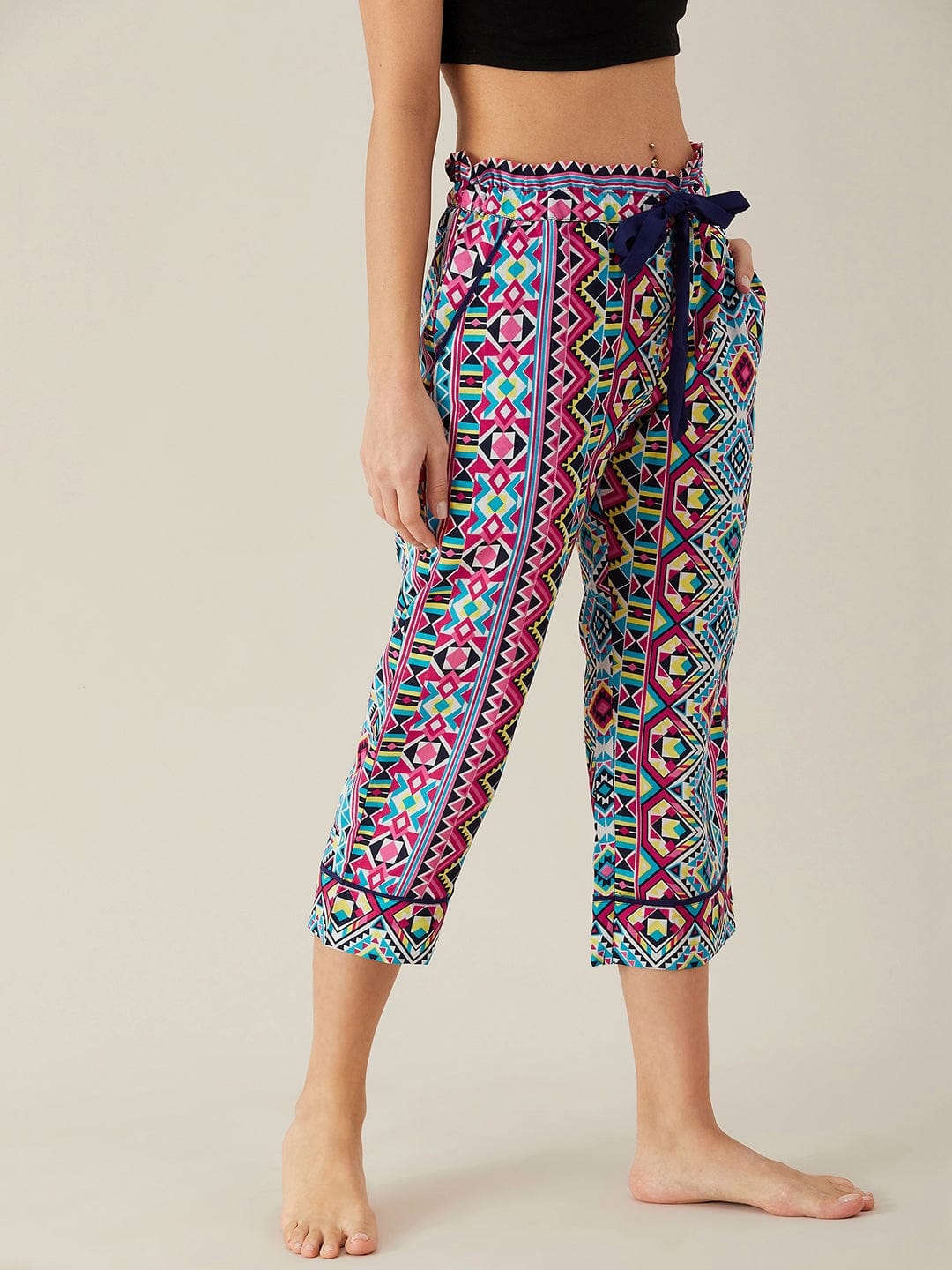 The Kaftan Company Pants Geometric Patterned Crepe Loungepants