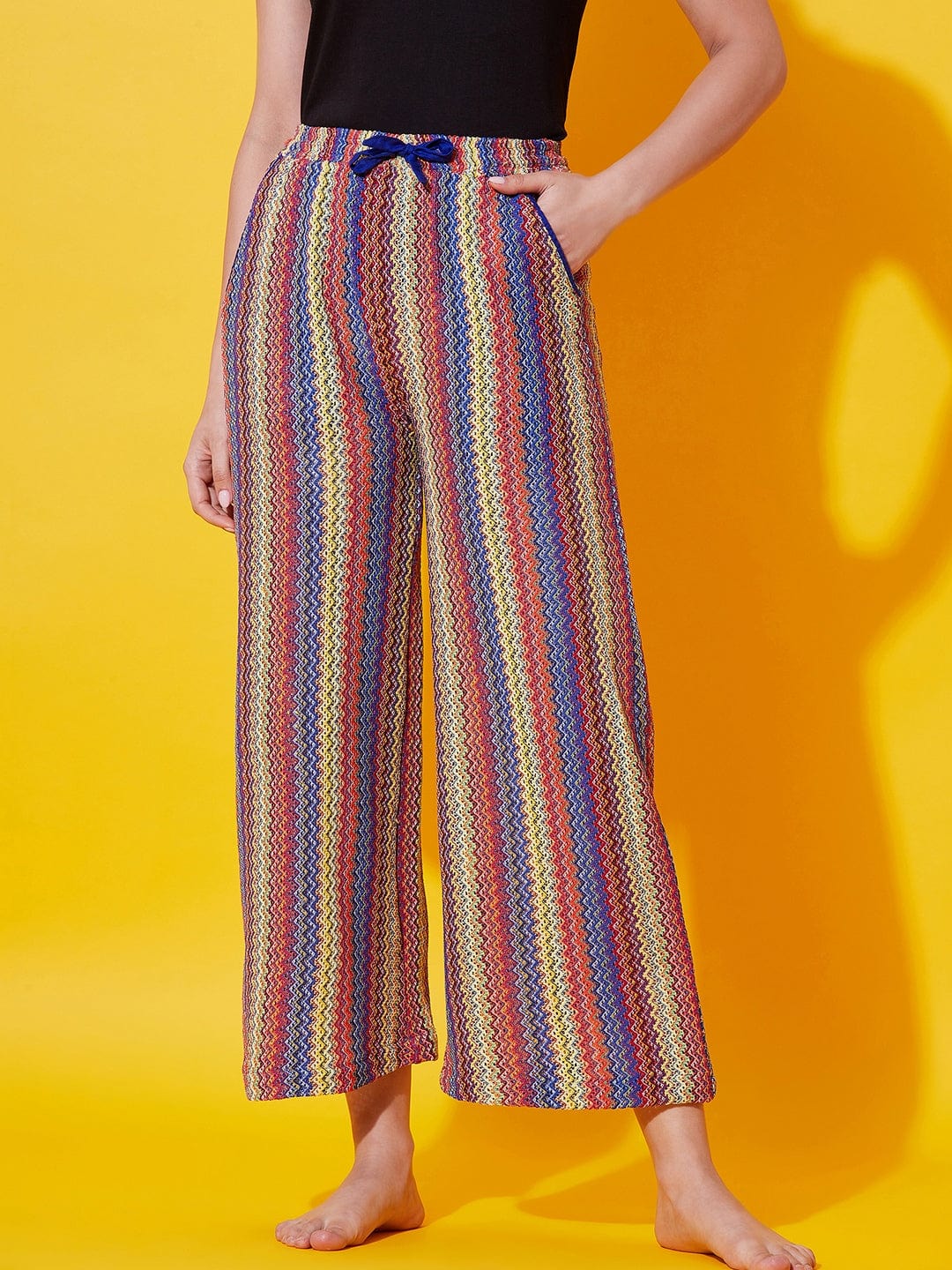 The Kaftan Company Pants Multi Color Knitted Lounge Pants (Final Sale)