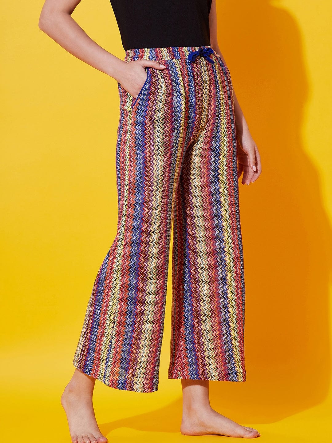 The Kaftan Company Pants Multi Color Knitted Lounge Pants (Final Sale)