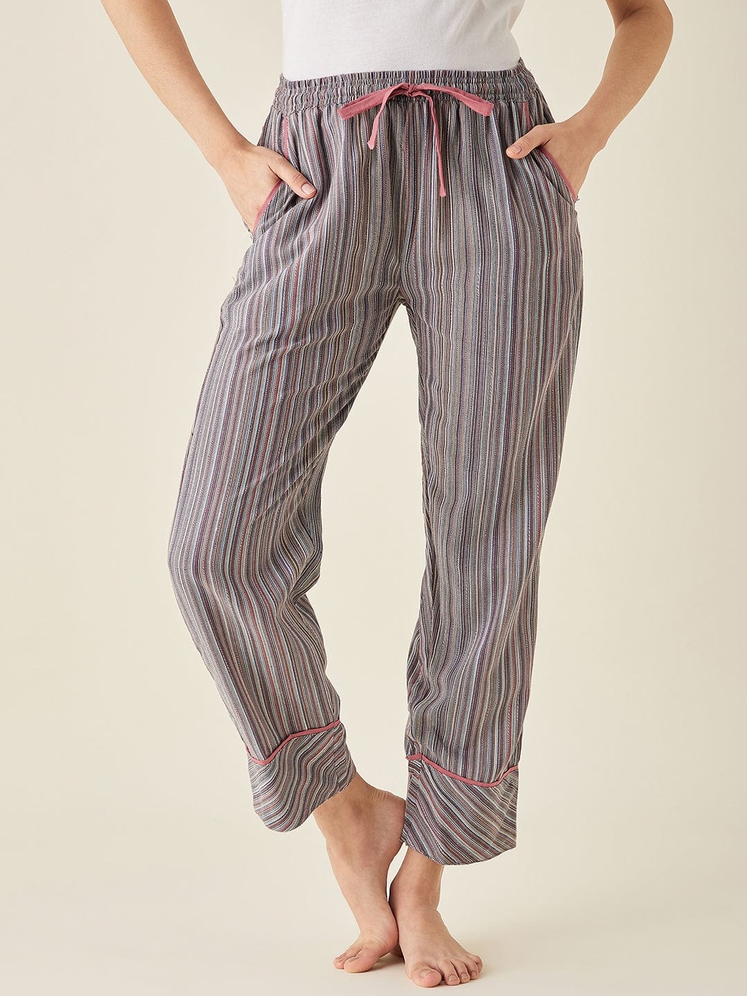 The Kaftan Company Pants Multi Pinstripe Cotton Pyjama