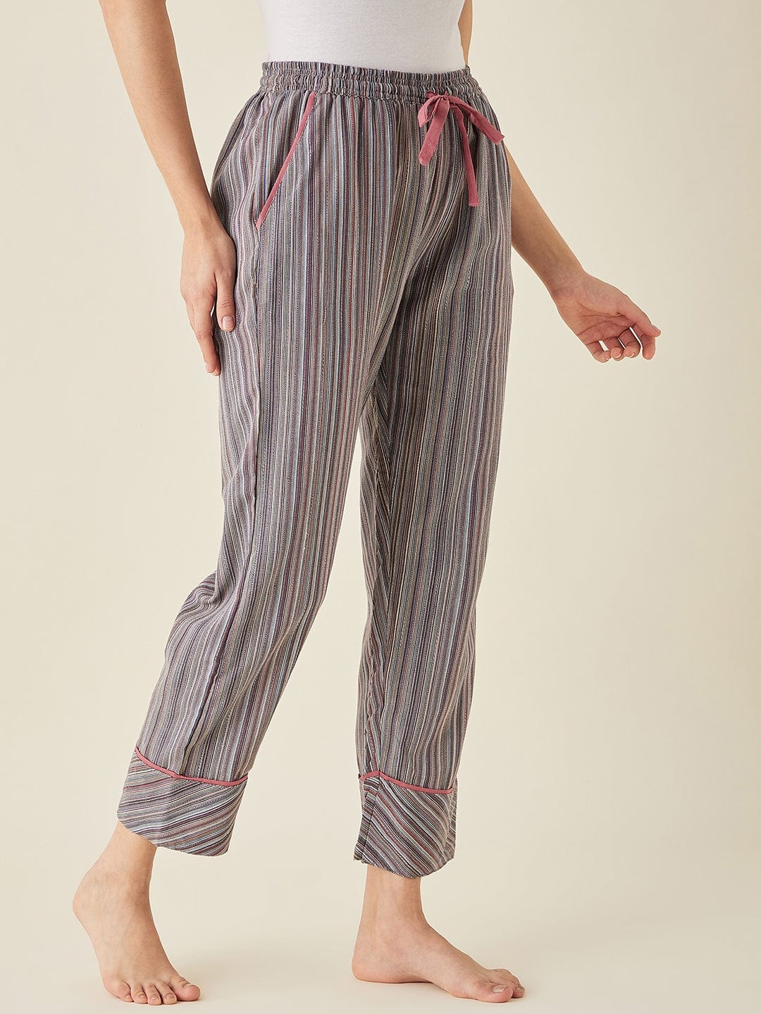 The Kaftan Company Pants Multi Pinstripe Cotton Pyjama
