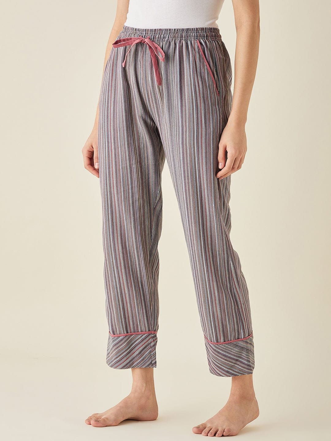 The Kaftan Company Pants Multi Pinstripe Cotton Pyjama