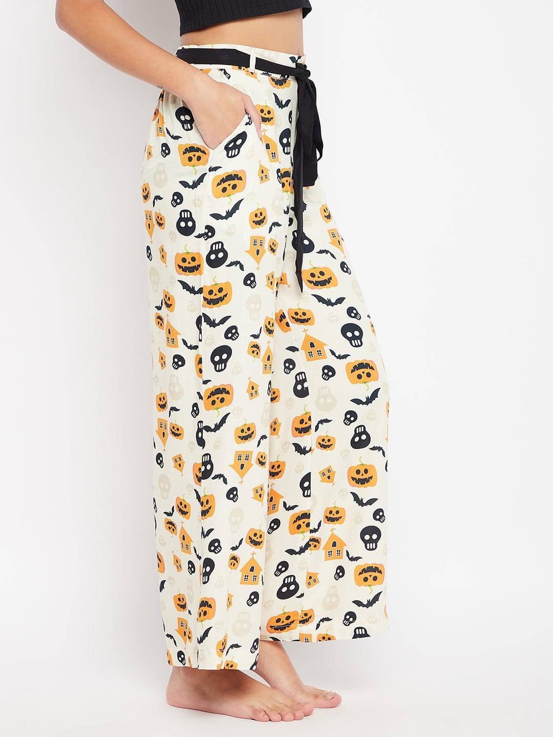 The Kaftan Company Pants Off-White Halloween Printed Lounge Pants