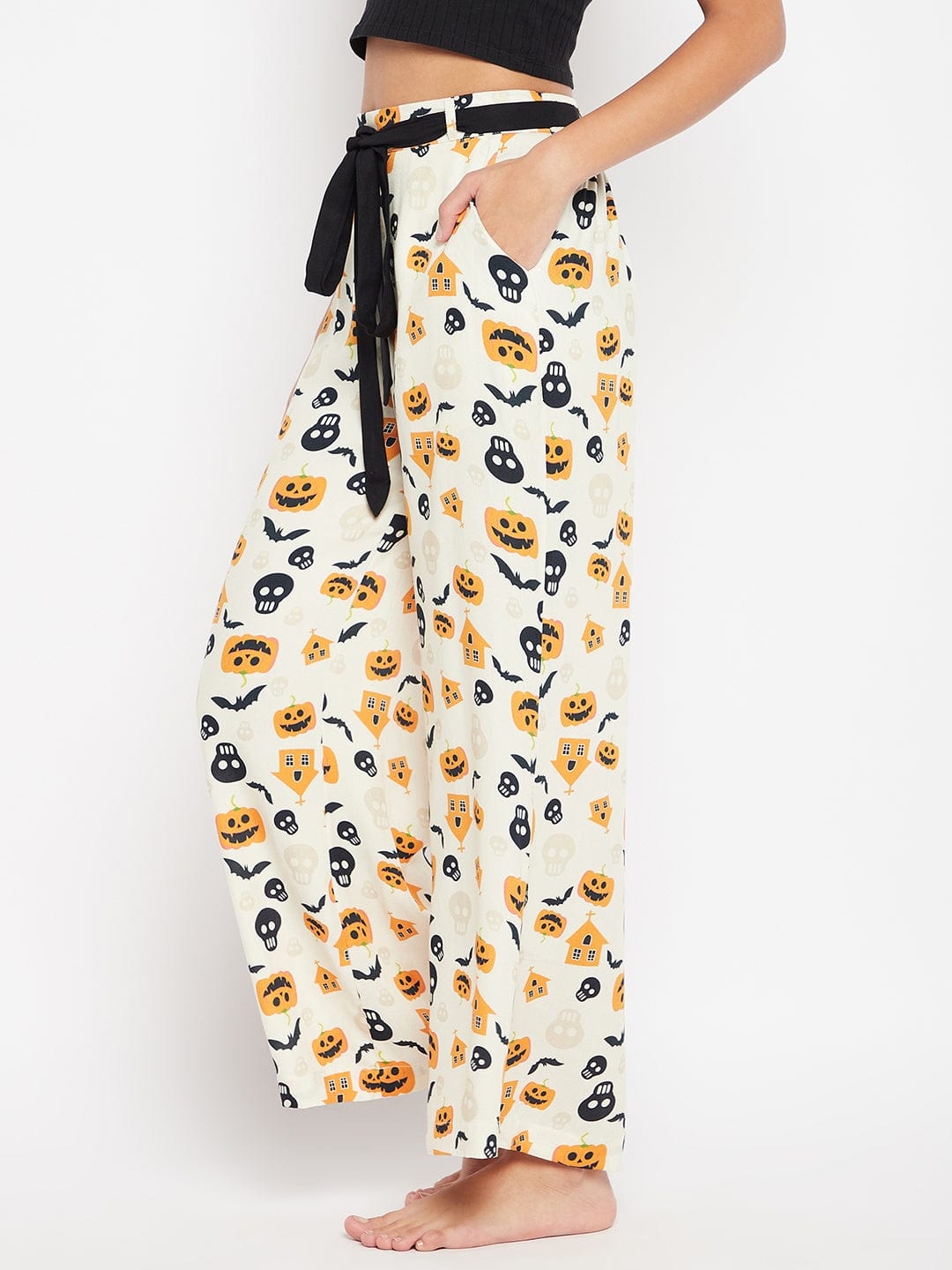 The Kaftan Company Pants Off-White Halloween Printed Lounge Pants