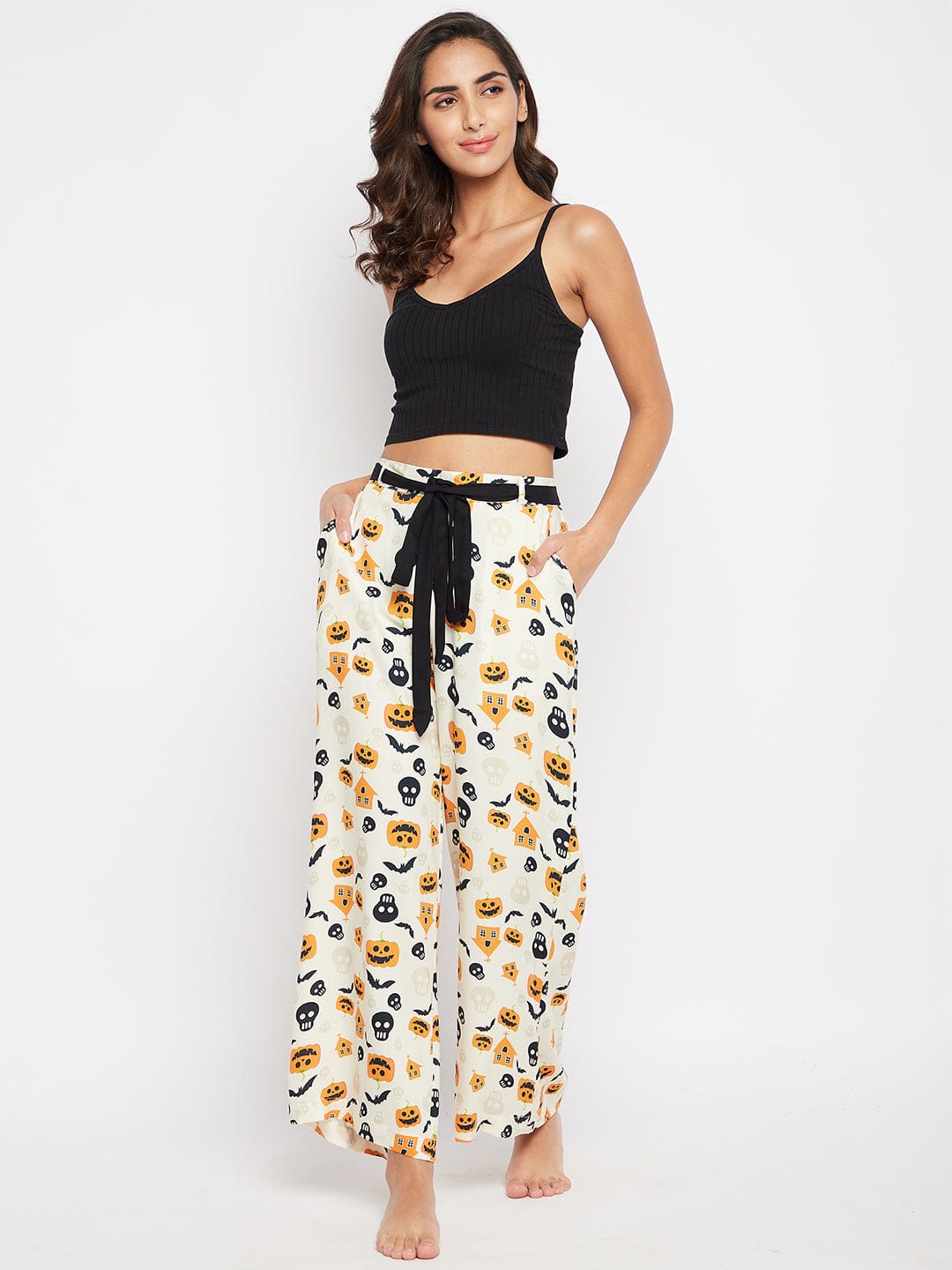 The Kaftan Company Pants Off-White Halloween Printed Lounge Pants