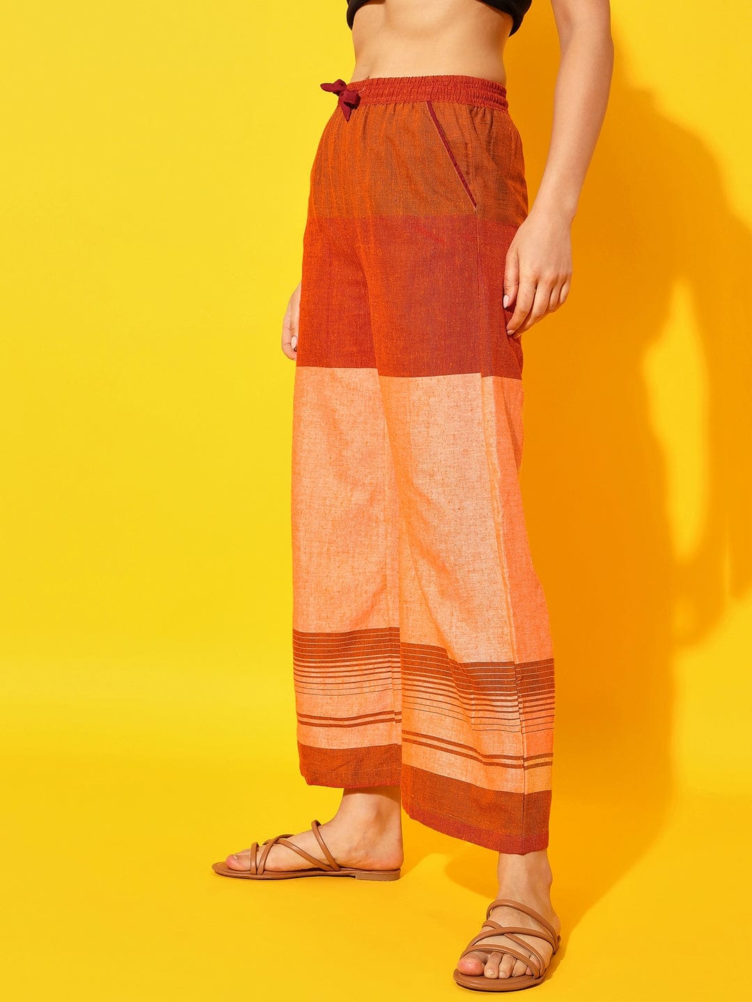 The Kaftan Company Pants Orange Ikat Cotton Lounge Pants