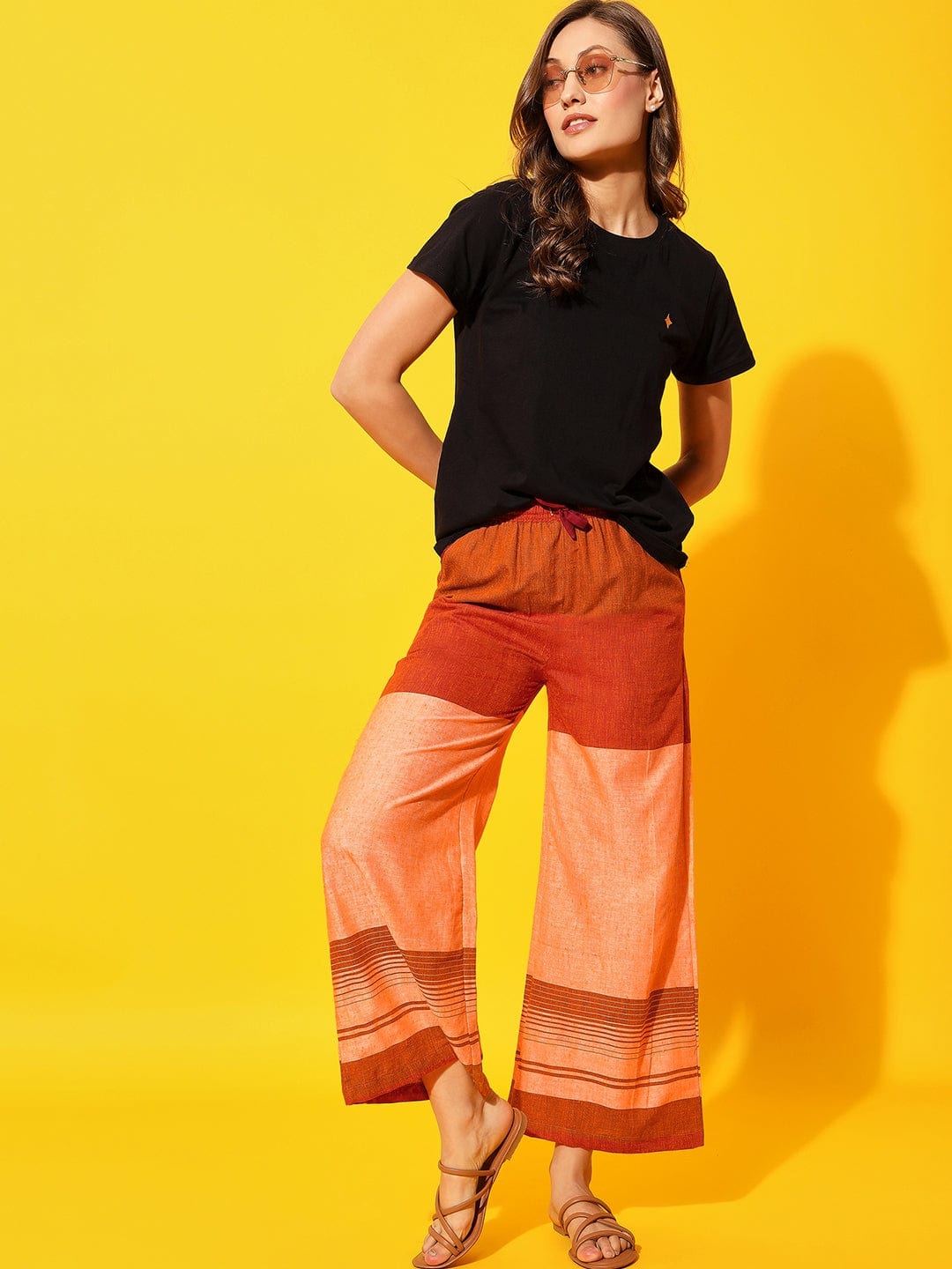 The Kaftan Company Pants Orange Ikat Cotton Lounge Pants
