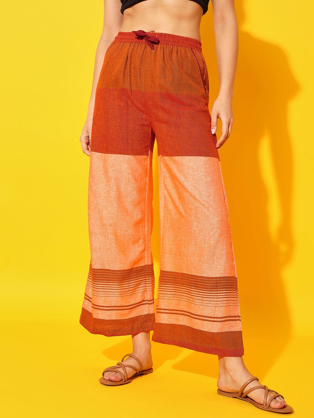 The Kaftan Company Pants Orange Ikat Cotton Lounge Pants