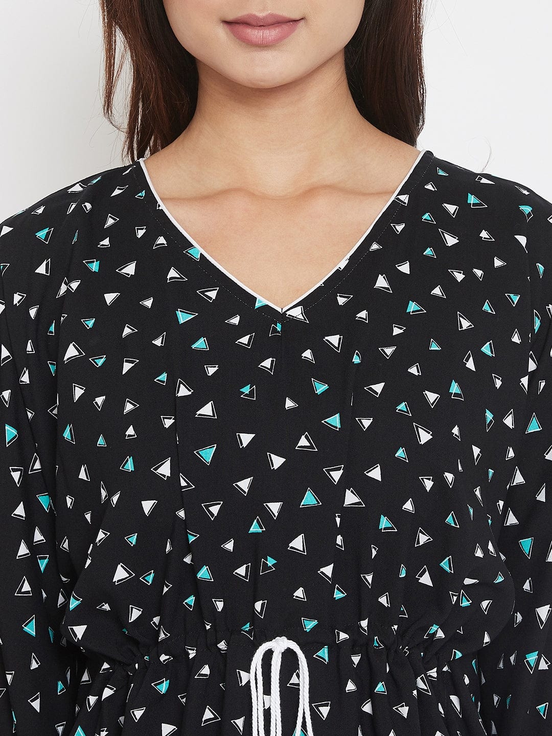 The Kaftan Company Pyjama Set Geometric Print Black Kaftan Pyjama Set - (Clearance - Final Sale)