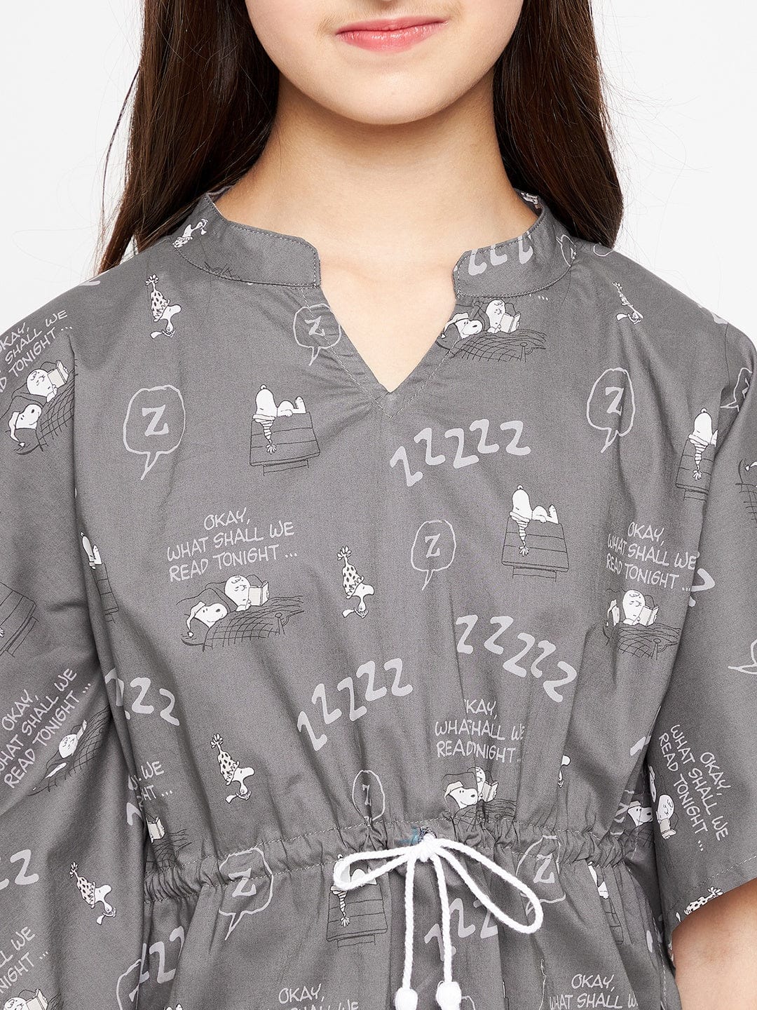 The Kaftan Company Pyjama Set Girls Grey Snoopy And Woodstock Loungeset