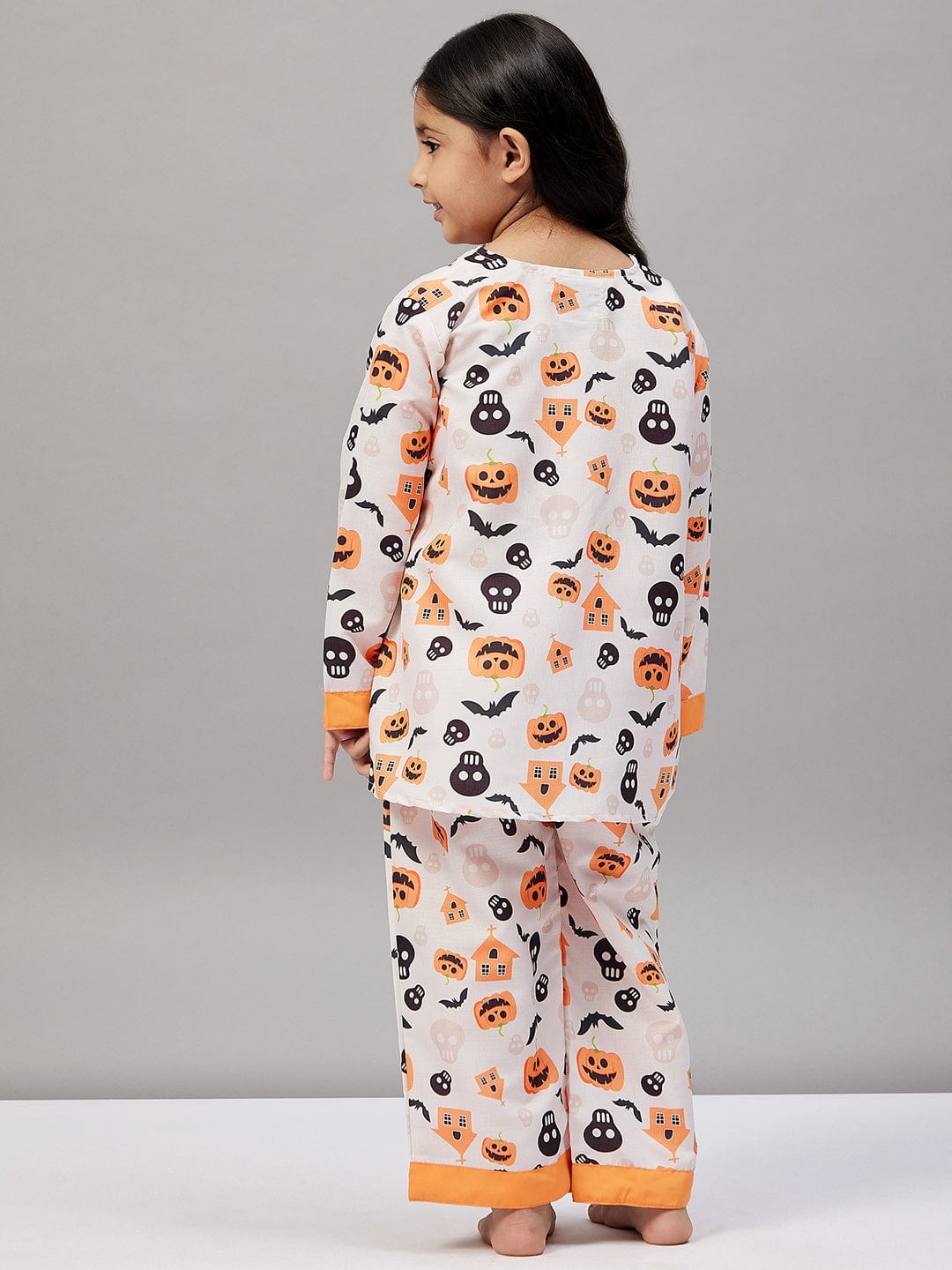 The Kaftan Company Pyjama Set Girls Off-White Halloween Printed Lounge-set