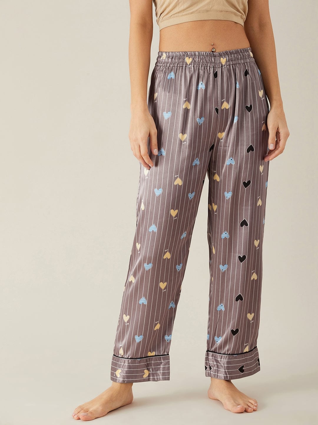 The Kaftan Company Pyjama Set Hearts Up Satin Pyjama Loungewear