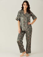The Kaftan Company Pyjama Set Hearts Up Satin Pyjama Loungewear