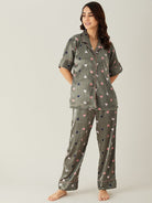 The Kaftan Company Pyjama Set Hearts Up Satin Pyjama Loungewear
