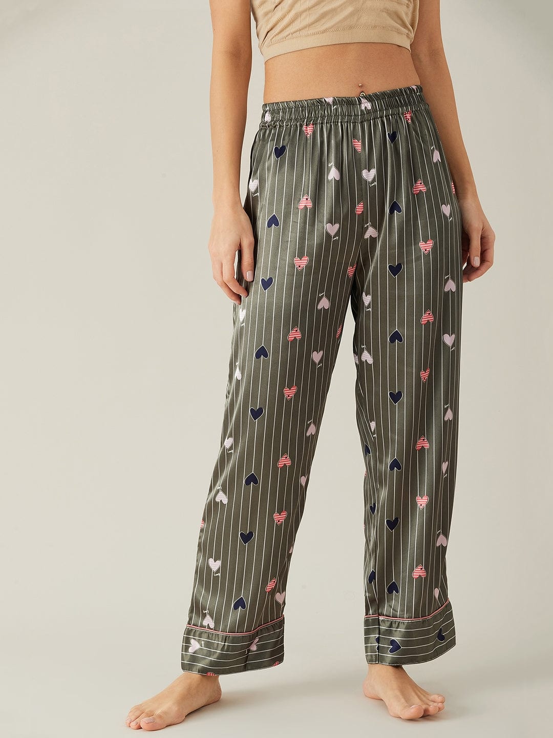 The Kaftan Company Pyjama Set Hearts Up Satin Pyjama Loungewear