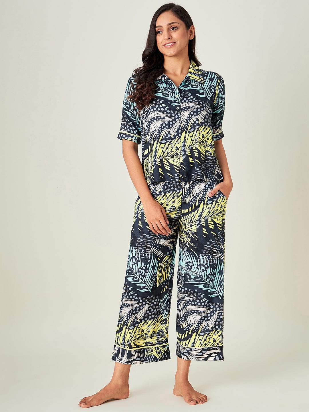 The Kaftan Company Pyjama Set Lush Tropica Animal Print Loungeset