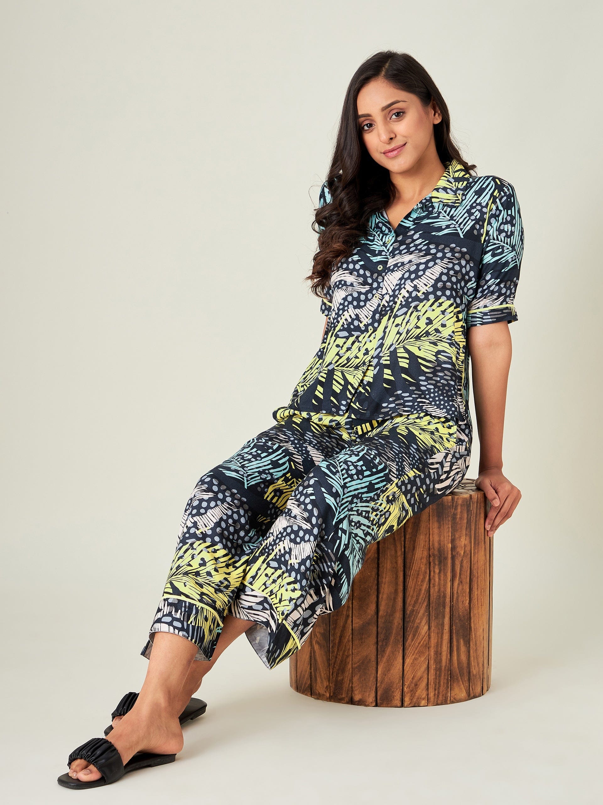 The Kaftan Company Pyjama Set Lush Tropica Animal Print Loungeset