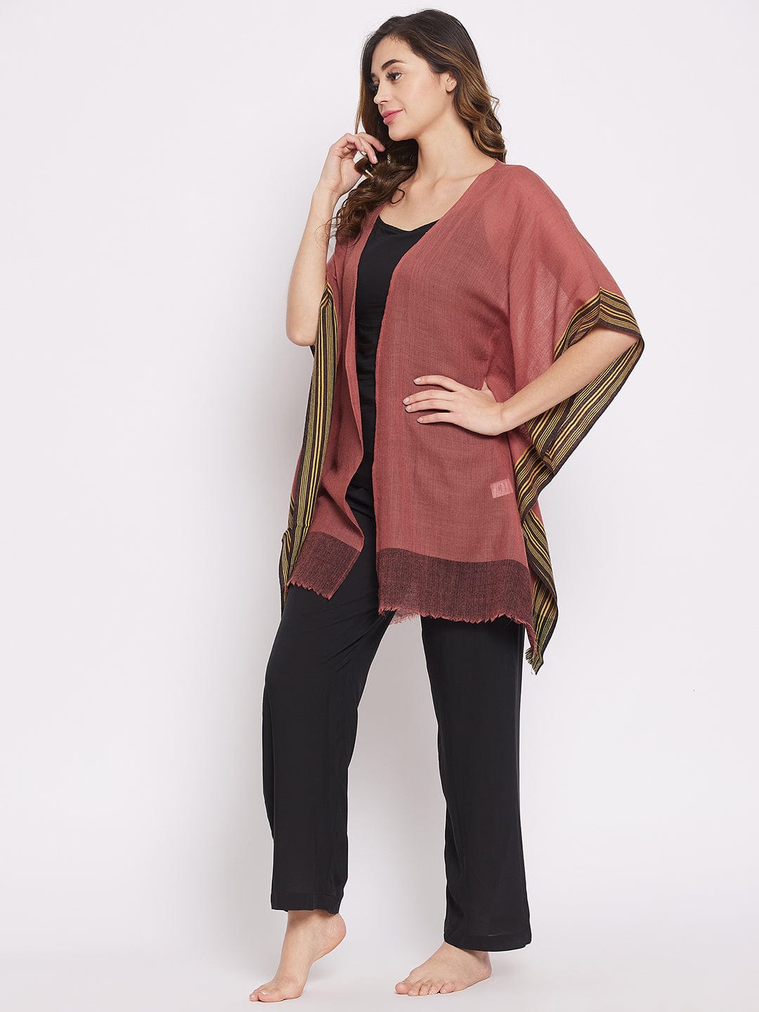 The Kaftan Company Pyjama Set Mauve Merino Wool Loungewear Set