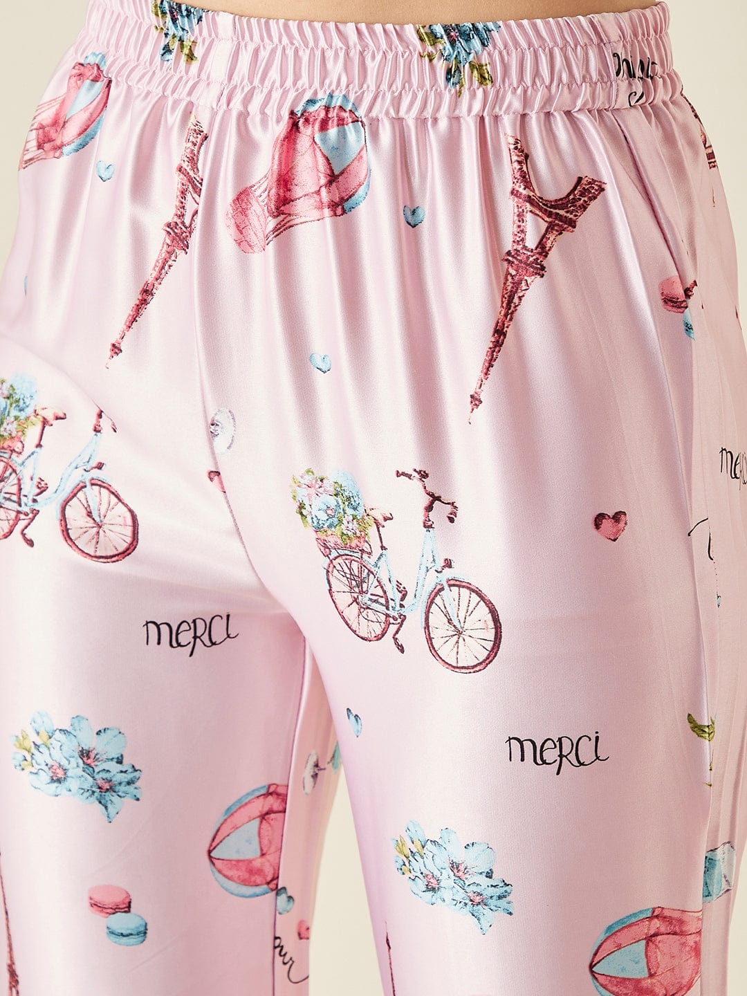 The Kaftan Company Pyjama Set Pink Parachute Satin Pyjama Set