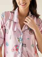 The Kaftan Company Pyjama Set Pink Parachute Satin Pyjama Set