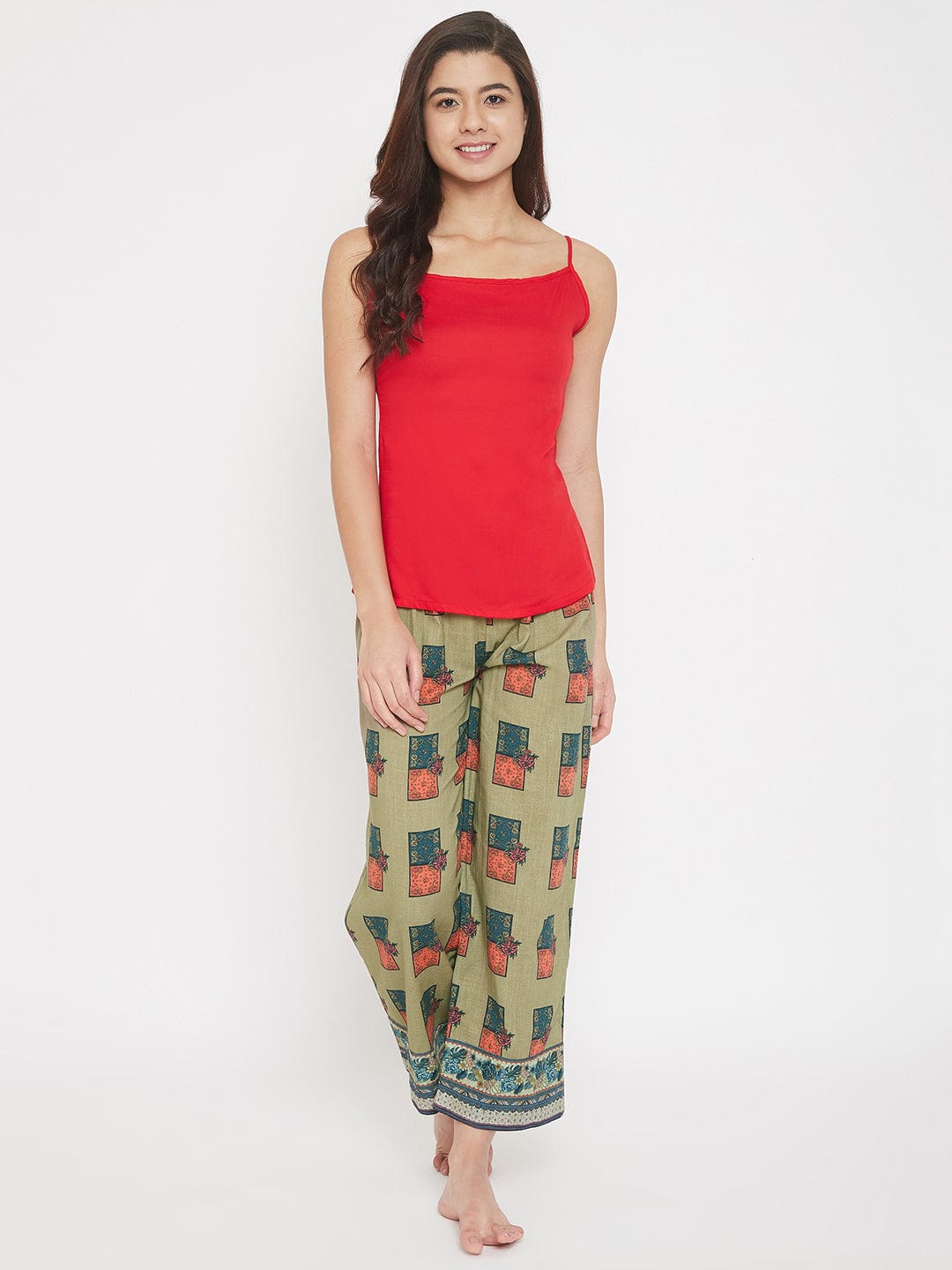 The Kaftan Company Pyjama Set Placement Floral Printed 3 Piece Cotton Pyjama Set - (Clearance - Final Sale)