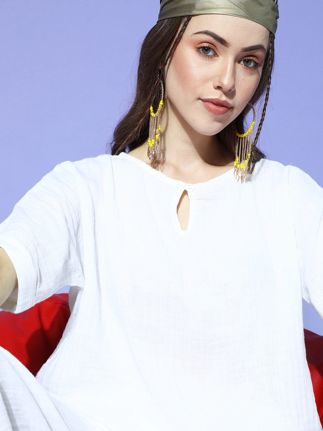 The Kaftan Company Pyjama Set White Organic Cotton Top and Pyjama Set