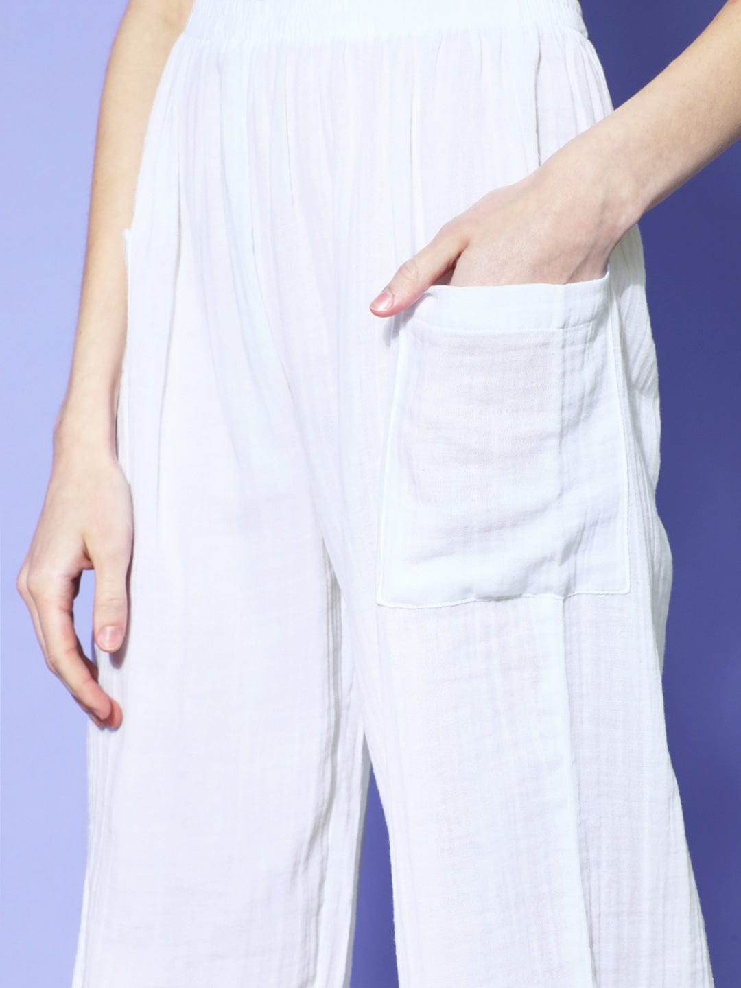 The Kaftan Company Pyjama Set White Organic Cotton Top and Pyjama Set