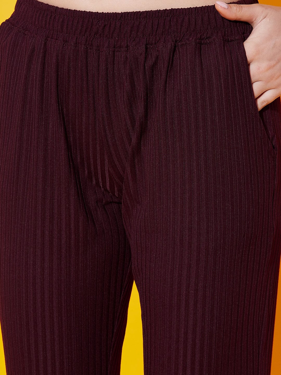 The Kaftan Company Pyjama Set Wine big rib collar co-ord set