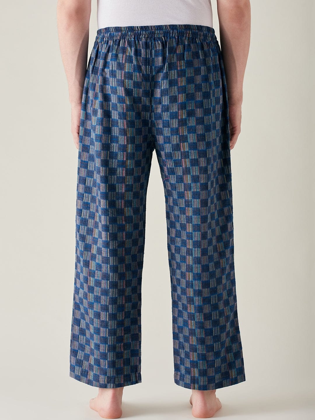The Kaftan Company Pyjamas Mens Pure Cotton Blue checks Pyjama