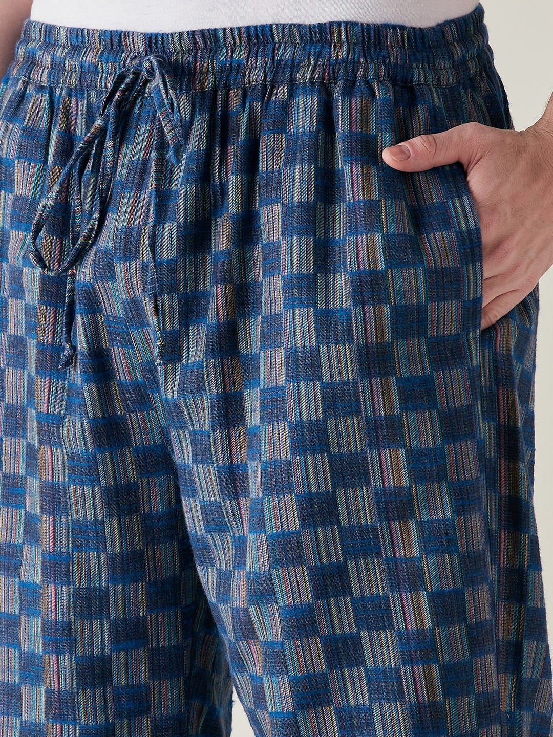 The Kaftan Company Pyjamas Mens Pure Cotton Blue checks Pyjama