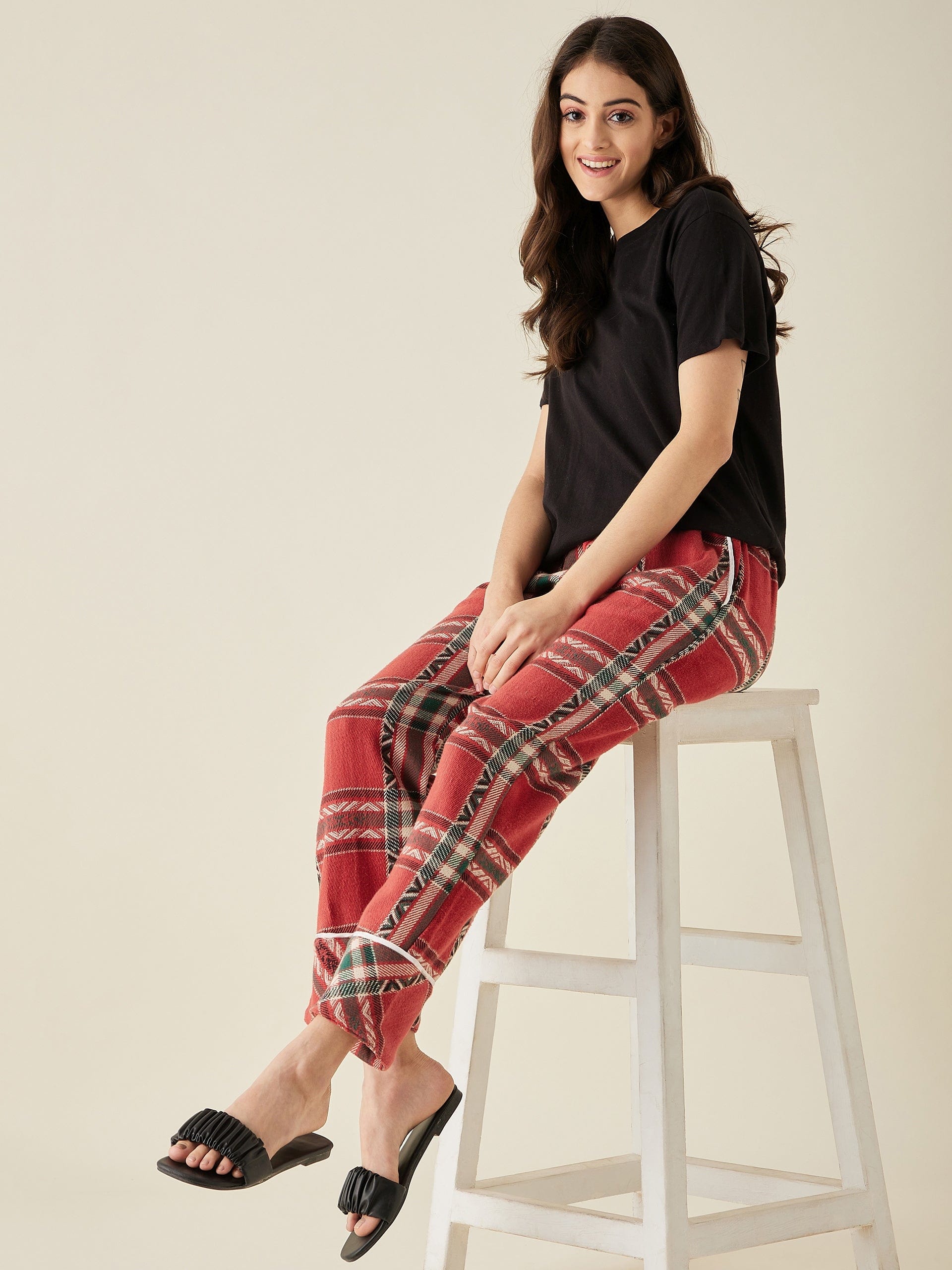The Kaftan Company Pyjamas Winter Holiday Red Thick Cotton Pyjama