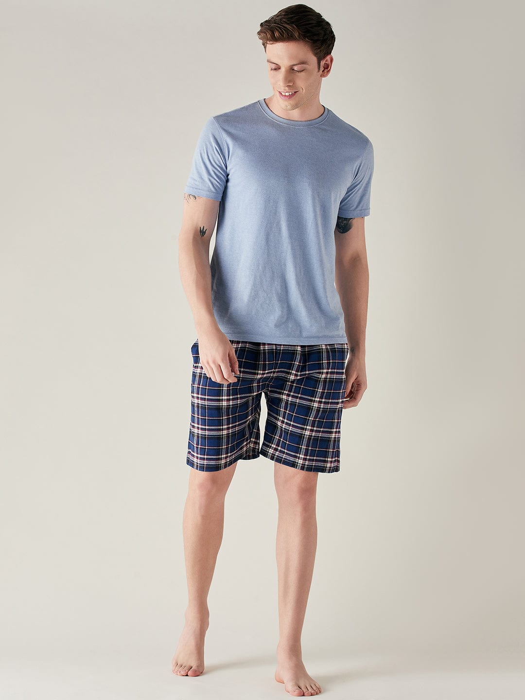 The Kaftan Company Shorts Mens Royal Blue Plaid Supersoft Cotton Shorts