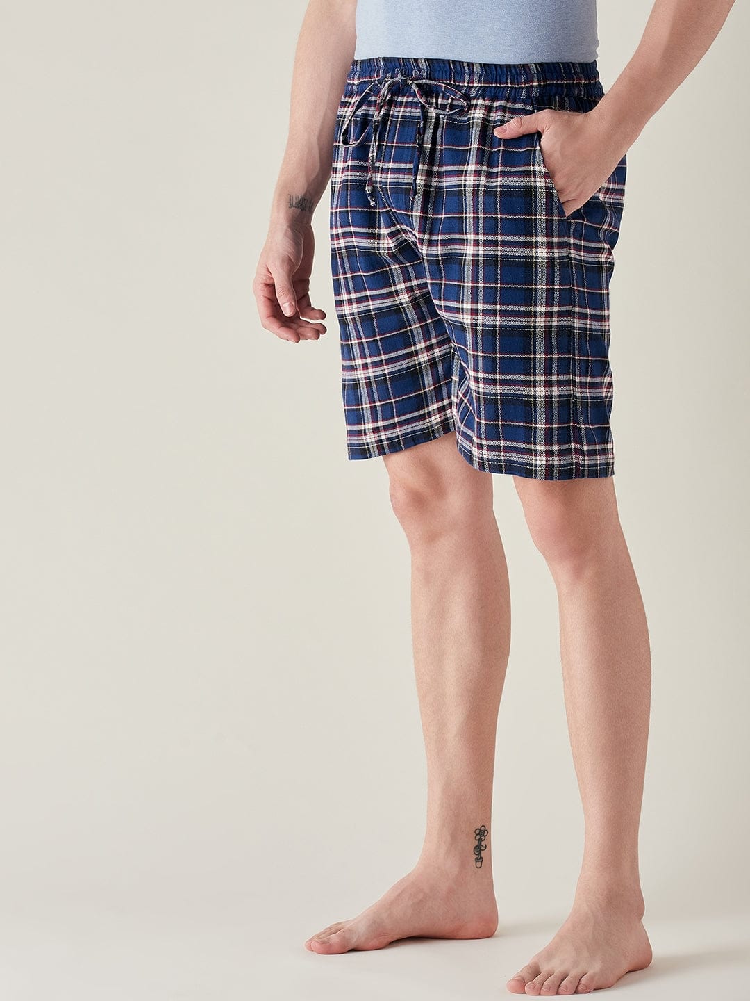 The Kaftan Company Shorts Mens Royal Blue Plaid Supersoft Cotton Shorts