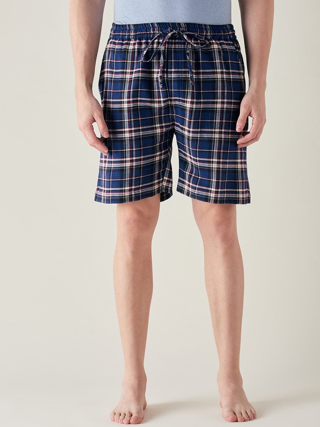 The Kaftan Company Shorts Mens Royal Blue Plaid Supersoft Cotton Shorts
