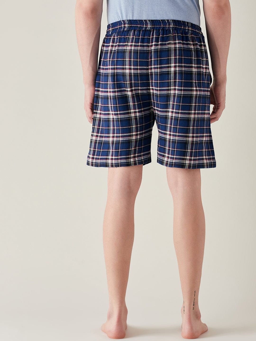 The Kaftan Company Shorts Mens Royal Blue Plaid Supersoft Cotton Shorts